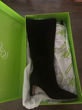 Sam Edelman Black Suede Pointed-Toe Knee Boot